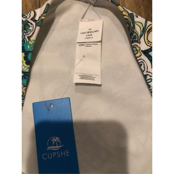 Cupshe high waist white and green paisley print bikini bottoms NWT size M - Picture 9 of 9